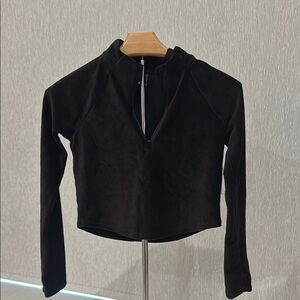NEW Old Navy Black Girls Half Zip Velour Long Sleeve Top Large